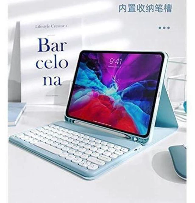 Alt view image 7 of 10 - PboyiqiS Keyboard Case for iPad 6th/5th Generation, Case for 9.7 inch iPad6/iPad5/Air2/Pro9.7 Keyboard with Mouse, Cute Round Key Detachable Keyboard Case with Pencil Holder, Light Purple