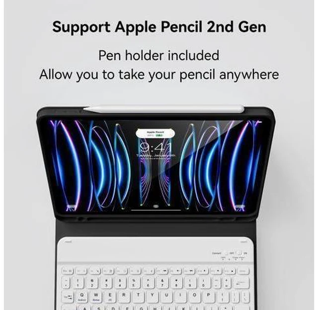 Alt view image 10 of 10 - KVTVOU Keyboard Case for iPad Pro 11 Inch 4th Generation/Pro 3rd Gen/Pro 2nd Gen with Pencil Holder, Folio Detachable Wireless Bluetooth Keyboard & Flip Stand Case for iPad Pro 11 Inch, Black