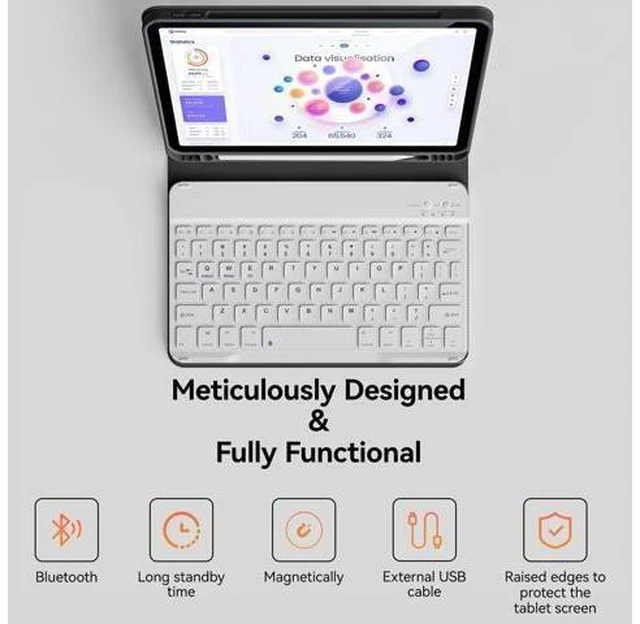 Alt view image 9 of 10 - KVTVOU Keyboard Case for iPad Pro 11 Inch 4th Generation/Pro 3rd Gen/Pro 2nd Gen with Pencil Holder, Folio Detachable Wireless Bluetooth Keyboard & Flip Stand Case for iPad Pro 11 Inch, Black