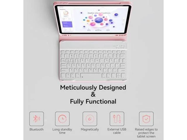 Alt view image 8 of 8 - KVTVOU Keyboard Case for iPad Pro 11 Inch 4th Generation/Pro 3rd Gen/Pro 2nd Gen with Pencil Holder, Folio Detachable Wireless Bluetooth Keyboard & Flip Stand Case for iPad Pro 11 Inch, Pink
