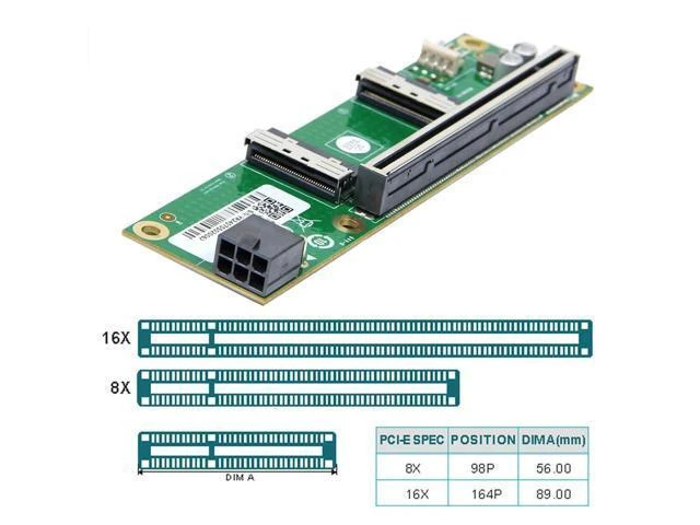 Alt view image 9 of 10 - NFHK Adapter Dual MCIO 8i Mini Cool Edge IO SFF-TA-1016 to PCIE5.0 PCI-Express 16x VROC Adapter for Mainboard SSD Graphics Card