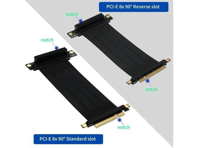Alt view image 11 of 12 - PCIE X8 Riser Cable PCI Express Extension Cable PCIe 3.0 8Gbps X8 to x8 Port Adapter Connector 270 Degree Reverse PCI-E Extender