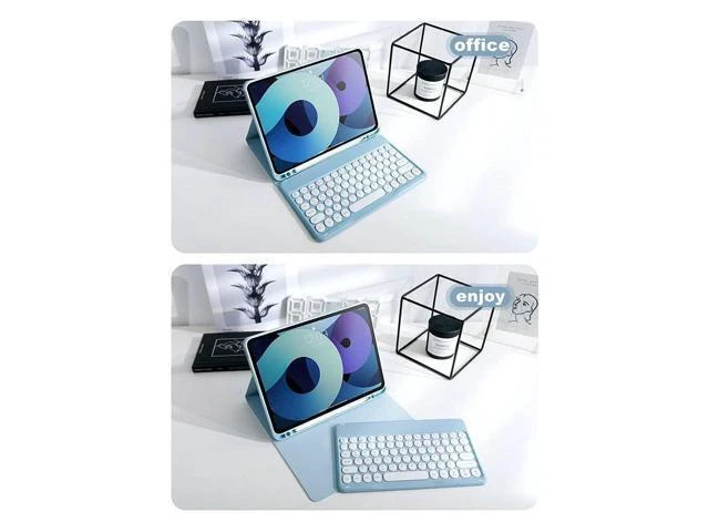 Alt view image 8 of 10 - PboyiqiS Keyboard Case for iPad 6th/5th Generation, Case for 9.7 inch iPad6/iPad5/Air2/Pro9.7 Keyboard with Mouse, Cute Round Key Detachable Keyboard Case with Pencil Holder, Yellow