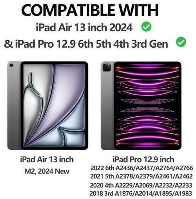 Alt view image 7 of 10 - Keyboard Case for iPad Pro 12.9-in 6th, 5th, 4th, 3rd Generation - Magic Keyboard for iPad Air 13 2024 Case, Magnetic Detachable, 7 Colors Backlit, Folio Cover for Pro 12.9 Keyboard Pen Holder, Black