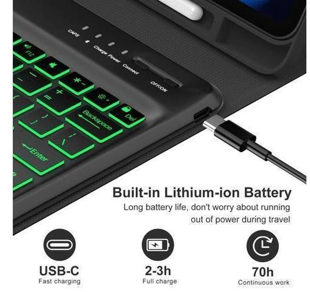 Alt view image 9 of 10 - Keyboard Case for iPad Pro 12.9-in 6th, 5th, 4th, 3rd Generation - Magic Keyboard for iPad Air 13 2024 Case, Magnetic Detachable, 7 Colors Backlit, Folio Cover for Pro 12.9 Keyboard Pen Holder, Black