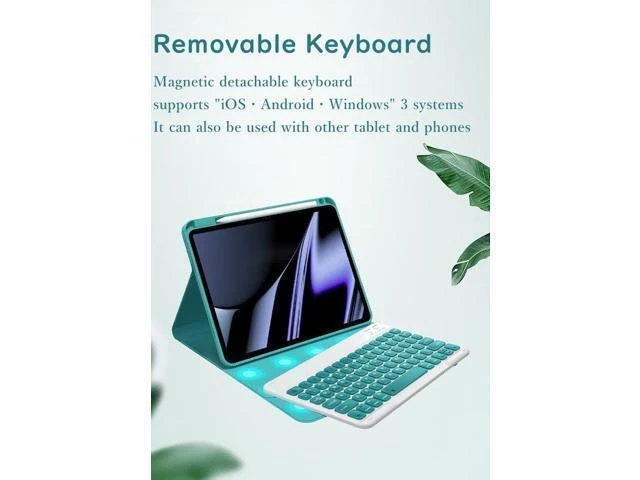 Alt view image 9 of 10 - kaitesi Keyboard Case for 2018 iPad 9.7 inch iPad 6th Gen, 2017 iPad 5th Gen iPad Air 2 9.7in Case with Keyboard Top Pencil Holder Concave Keys Detachable Keyboard Cover,Mint Green