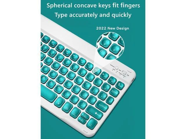 Alt view image 8 of 10 - kaitesi Keyboard Case for 2018 iPad 9.7 inch iPad 6th Gen, 2017 iPad 5th Gen iPad Air 2 9.7in Case with Keyboard Top Pencil Holder Concave Keys Detachable Keyboard Cover,Mint Green