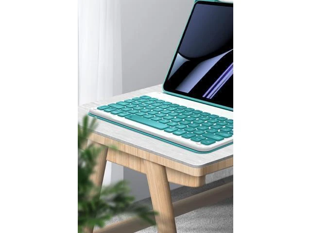 Alt view image 10 of 10 - kaitesi Keyboard Case for 2018 iPad 9.7 inch iPad 6th Gen, 2017 iPad 5th Gen iPad Air 2 9.7in Case with Keyboard Top Pencil Holder Concave Keys Detachable Keyboard Cover,Mint Green