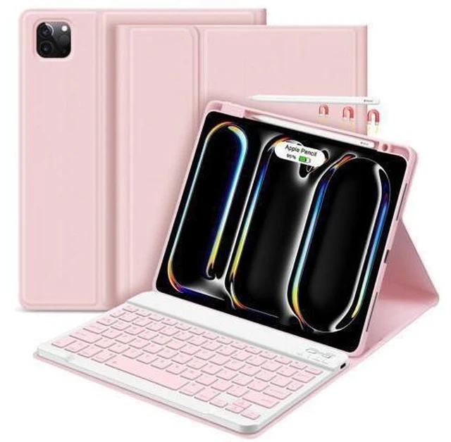 Alt view image 6 of 10 - GOKOCO for iPad Pro 11 inch M4 2024 Case with Keyboard-Keyboard Case for iPad Pro 11" 2024 with Pencil Holder,Wireless Detachable Keyboard,Auto Sleep/Wake Function-Pink