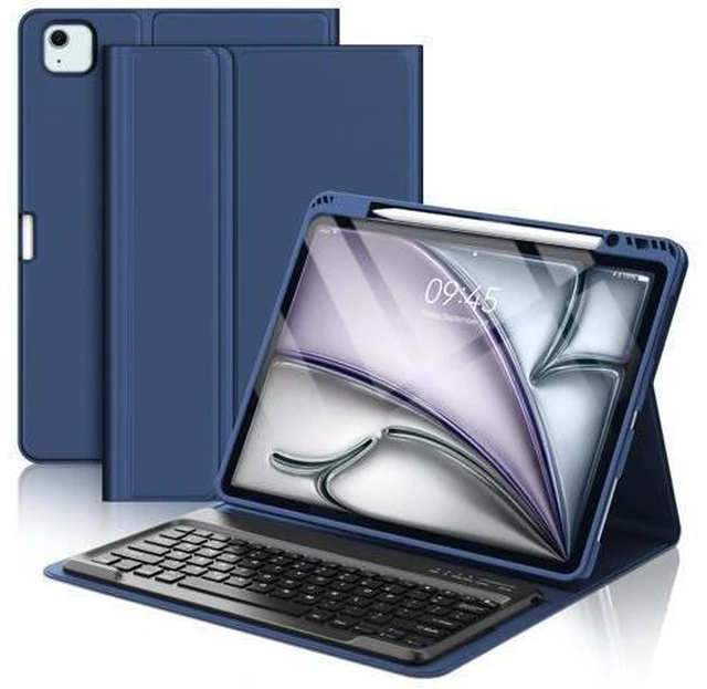 Alt view image 6 of 10 - iPad Air 13 inch Case Keyboard, Detachable Wireless Keyboard for iPad Air 13 M2 2024, Smart Folio iPad Air 13'' Keyboard with Pencil Holder, Rechargeable Keyboard Cover for 2024 iPad Air 13, Navy Blue
