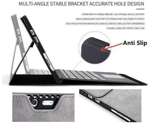 Alt view image 9 of 10 - Protective Case for Surface Pro 7/Pro 6/Pro 5/Pro 4 Tablet,Surface12.3 Inch Case, Compatible with Type Cover Keyboard, Business Cover with Pen Holder,Black