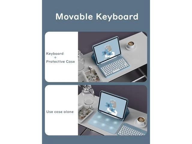 Alt view image 9 of 10 - HENGHUI Keyboard Case for Galaxy Tab S6 Lite 10.4 inch Keyboard Case Cute Round Key Color Keyboard Wireless Detachable BT Keyboard Cover with S Pen Holder (Pink)