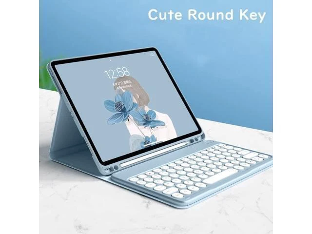 Alt view image 10 of 10 - HENGHUI Keyboard Case for Galaxy Tab S6 Lite 10.4 inch Keyboard Case Cute Round Key Color Keyboard Wireless Detachable BT Keyboard Cover with S Pen Holder (Pink)