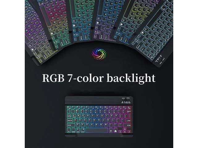 Alt view image 8 of 10 - Disonbeir Backlit Keyboard Case for iPad A16 2025/ iPad 2022 10th Generation 10.9 inch Case with Keyboard Colorful RGB Backlight Magnetic Detachable Keyboard Cute Candy Color Case,Pink+White