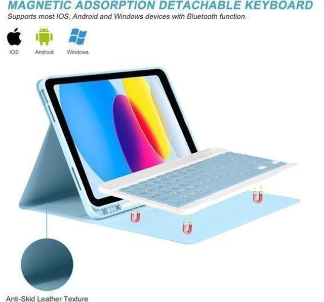 Alt view image 10 of 14 - iPad 10th Generation Case with Keyboard(10.9",2022)(Only Compatible with 10th Generation 2022)-Keyboard Case with Pencil Holder,Detachable Bluetooth Keyboard Smart Case for iPad 10.9" 10th Gen(2022)