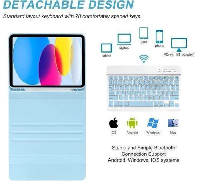 Alt view image 11 of 14 - iPad 10th Generation Case with Keyboard(10.9",2022)(Only Compatible with 10th Generation 2022)-Keyboard Case with Pencil Holder,Detachable Bluetooth Keyboard Smart Case for iPad 10.9" 10th Gen(2022)