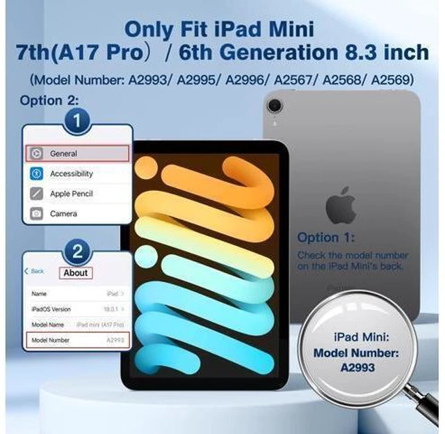 Alt view image 7 of 10 - Cousper for iPad Mini 7 Keyboard Case A17 Pro 2024/iPad Mini 6 Generation Case with Keyboard 2021 8.3 Inch, Pencil Holder, 7 Color Backlit Detachable Keyboard Cover for iPad Mini 7th/6th Gen,Black