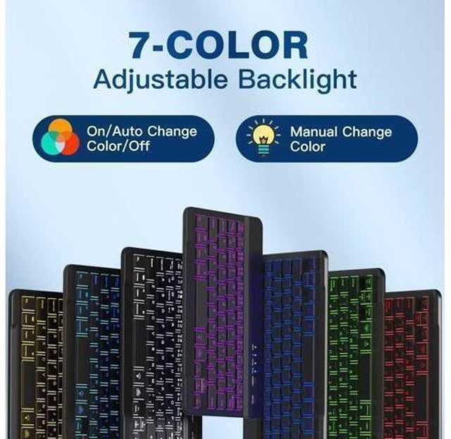 Alt view image 10 of 10 - Cousper for iPad Mini 7 Keyboard Case A17 Pro 2024/iPad Mini 6 Generation Case with Keyboard 2021 8.3 Inch, Pencil Holder, 7 Color Backlit Detachable Keyboard Cover for iPad Mini 7th/6th Gen,Black
