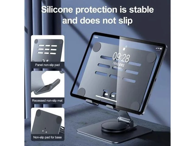Alt view image 10 of 14 - Physowell Tablet Holder,iPad Stand, 360 Rotating Base,Foldable Adjustable Tablet Stand,Tablet Stand for Desk,Compatible with iPad Pro Air Mini 4 to 12.9-inchTablet Grey