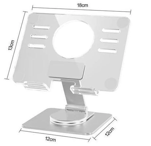 Alt view image 7 of 8 - Physowell Tablet Holder,acrylic iPad Stand, 360 Rotating Base,Foldable Adjustable Tablet Stand,Tablet Stand for Desk,Compatible with iPad Pro Air Mini 4 to 12.9-inchTablet