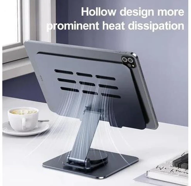 Alt view image 11 of 12 - Physowell Tablet Holder,iPad Stand, 360 Rotating Base,Foldable Adjustable Tablet Stand,Tablet Stand for Desk,Compatible with iPad Pro Air Mini 4 to 12.9-inchTablet
