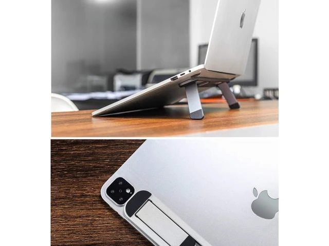 Alt view image 13 of 14 - Laptop Riser for Desk Aluminum Foldable Laptop Stand for 10-16 Models Including MacBook MacBook Air iPad HP and More Self-Adhesive Portable Laptop Stand with Non-Skid Feet