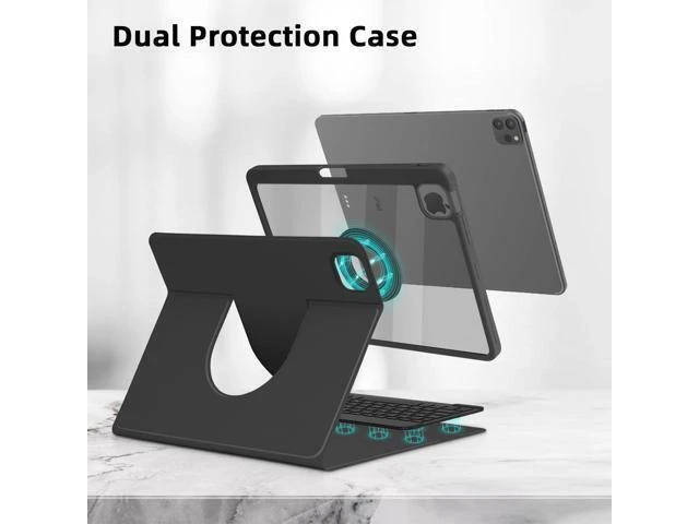 Alt view image 9 of 10 - GOOJODOQ Keyboard Case for iPad Air 11 inch 2024 M2 & iPad Pro 11" 4/3/2/1,iPad Air 5th/4th 10.9" Case with Keyboard,360 Rotating Case and Magnetic Detachable Keyboard Portrait/Landscape Modes-Black