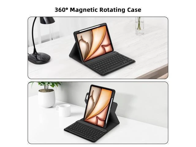 Alt view image 10 of 10 - GOOJODOQ Keyboard Case for iPad Air 11 inch 2024 M2 & iPad Pro 11" 4/3/2/1,iPad Air 5th/4th 10.9" Case with Keyboard,360 Rotating Case and Magnetic Detachable Keyboard Portrait/Landscape Modes-Black