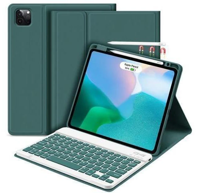 Alt view image 6 of 10 - GOKOCO for iPad Pro 11 inch M4 2024 Case with Keyboard-Keyboard Case for iPad Pro 11" 2024 with Pencil Holder,Wireless Detachable Keyboard,Auto Sleep/Wake Function-Dark Green