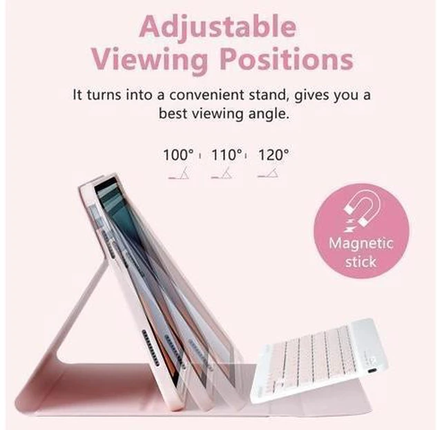 Alt view image 10 of 14 - MMK iPad 10th Generation Case with Keyboard 10.9" 2022, iPad Keyboard10th Generation Case for (A2757/A2777/A2696), iPad Case with Detachable Bluetooth Keyboard & Pencil Holder (Pink)