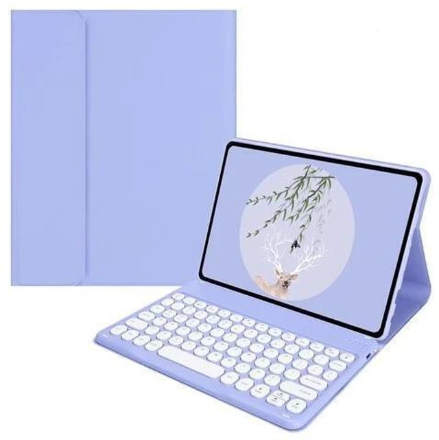 Alt view image 5 of 8 - for Kindle Fire HD 10 Keyboard case 2021,Detachable Round Keys Keyboard Case for Fire HD 10 /HD 10 Plus Tablet (11th Generation),Folio Fire hd 10 case with Keyboard for Women Kids (Purple)