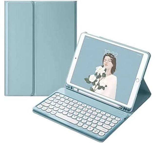 Alt view image 6 of 10 - for Kindle Fire HD 10 Keyboard case 2021,Detachable Round Keys Keyboard Case for Fire HD 10 /HD 10 Plus Tablet (11th Generation),Folio Fire hd 10 case with Keyboard for Women Kids (Blue)