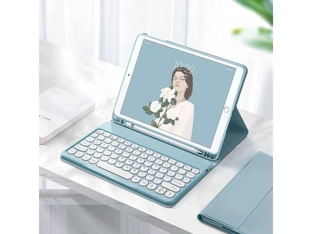 Alt view image 7 of 10 - for Kindle Fire HD 10 Keyboard case 2021,Detachable Round Keys Keyboard Case for Fire HD 10 /HD 10 Plus Tablet (11th Generation),Folio Fire hd 10 case with Keyboard for Women Kids,Mint Green
