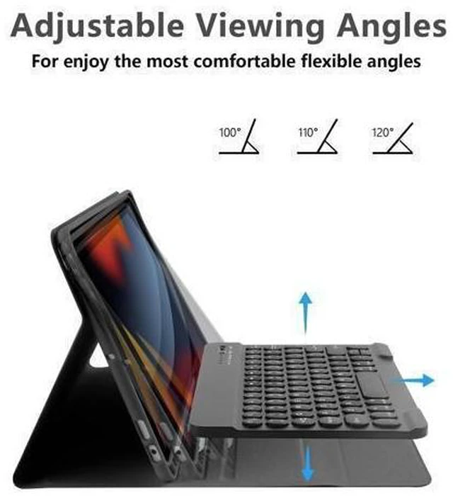 Alt view image 10 of 10 - Compatible for iPad 9th 8th 7th Generation Keyboard Case 10.2inch for iPad Air 3 Case with Keyboard, Bluetooth Keyboard for iPad Pro 10.5 3rd Gen, Slim Leather Cover for iPad 2021/2020/2019 Black