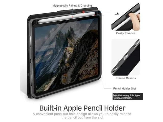 Alt view image 9 of 10 - KingBlanc Case for iPad Mini 6th Generation Case 2021 (8.3-inch) with Pencil Holder, PU Leather Smart Stand Cover, Auto Sleep/Wake, Multi-Angle for Viewing/Typing, Folio for Apple iPad Mini 6, Black