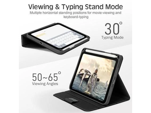 Alt view image 10 of 10 - KingBlanc Case for iPad Mini 6th Generation Case 2021 (8.3-inch) with Pencil Holder, PU Leather Smart Stand Cover, Auto Sleep/Wake, Multi-Angle for Viewing/Typing, Folio for Apple iPad Mini 6, Black