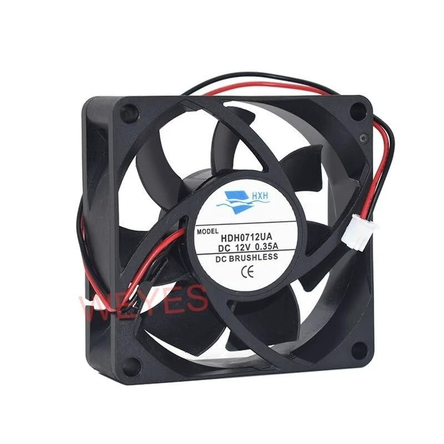 Alt view image 7 of 9 - New 7CM Computer Fan HDH0712UA 70x70x25MM 7025 DC12V 0.35A 2Lines Square Cooling