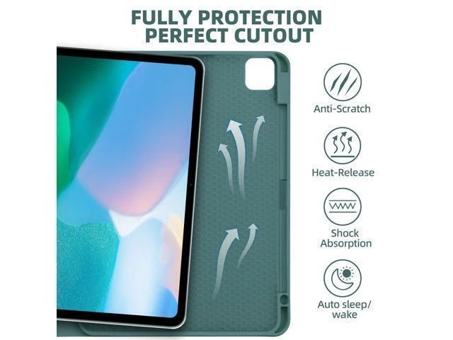 Alt view image 8 of 10 - GOKOCO for iPad Pro 11 inch M4 2024 Case with Keyboard-Keyboard Case for iPad Pro 11" 2024 with Pencil Holder,Wireless Detachable Keyboard,Auto Sleep/Wake Function-Dark Green