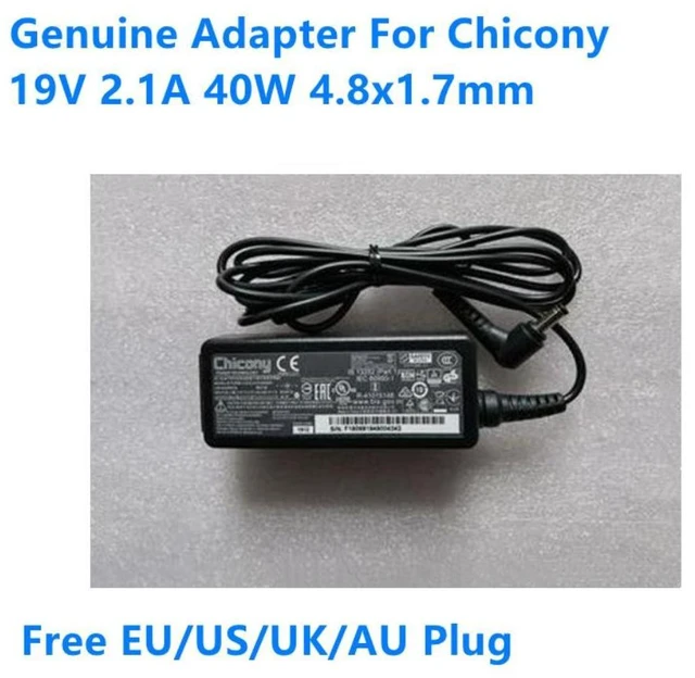 Alt view image 3 of 4 - 19V 2.1A 40W 4.8x1.7mm Chicony A13-040N3A A040R074L A12-040N2A Power Supply AC Adapter For Laptop Charger