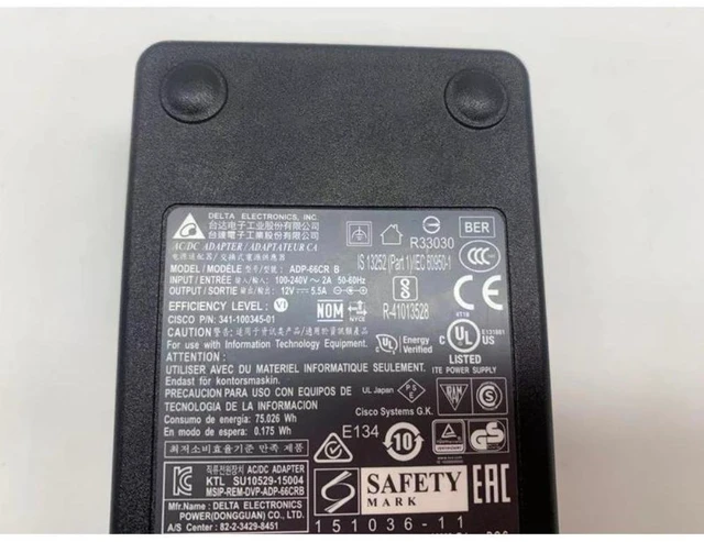 Alt view image 4 of 4 - Delta ADP-66CR B 12V 5.5A 66W 5.5x2.5mm AC Adapter For DPS-60PB A 12V 5A 60W Monitor Laptop Power Supply Charger