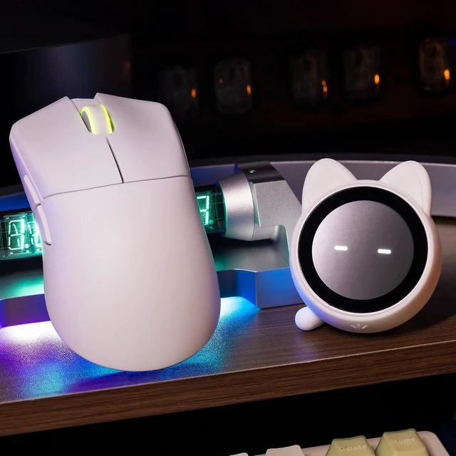 Alt view image 11 of 14 - WLMOUSE Huan 48g Ultra-Lightweight Magnesium Alloy Gaming Mouse,8K Voice & Display Receiver, Dual 8K Wireless/Wired, PAW3950HS Sensor, RGB Wheel Lighting, Nordic 54H20 (Balck(OM Switch))