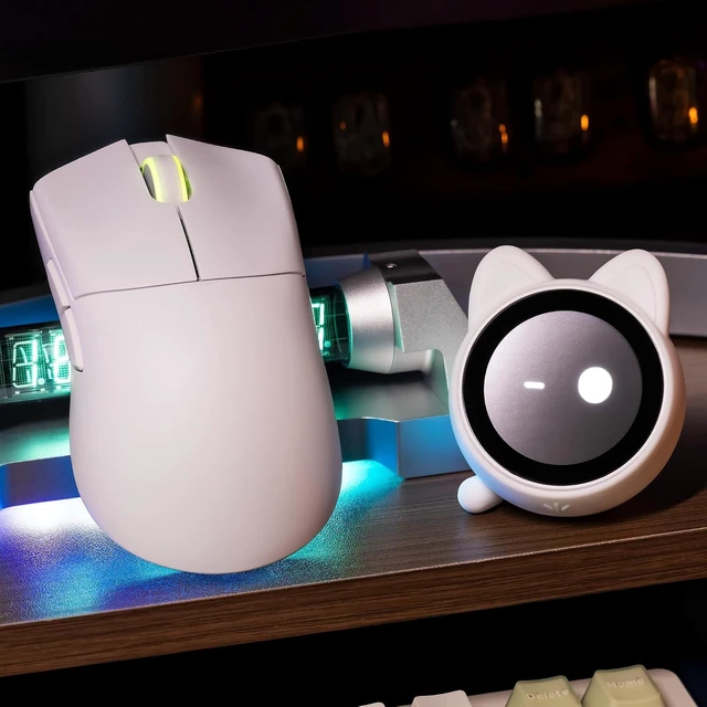 Alt view image 13 of 14 - WLMOUSE Huan 48g Ultra-Lightweight Magnesium Alloy Gaming Mouse,8K Voice & Display Receiver, Dual 8K Wireless/Wired, PAW3950HS Sensor, RGB Wheel Lighting, Nordic 54H20 (Balck(OM Switch))