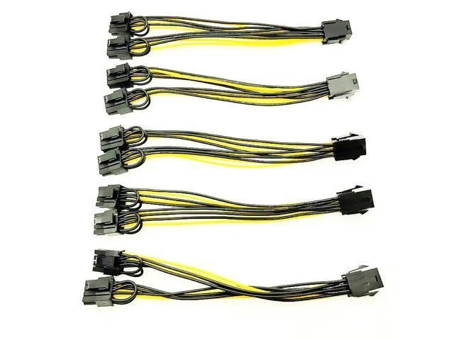Alt view image 7 of 12 - 5PCS PCI-E 6-pin to Dual 6+2-pin (6-pin/8-pin) Power Splitter Cable Graphics Card PCIE PCI Express 6Pin to Dual 8Pin Power Cable