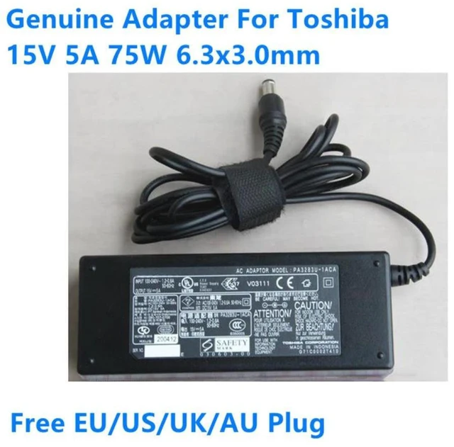Alt view image 3 of 4 - 15V 5A 4A 6.3x3.0mm PA3283U-1ACA SEB100P2-15.0 Power Supply AC Adapter For Toshiba M100 K21 K30 K31 J60 Laptop Charger
