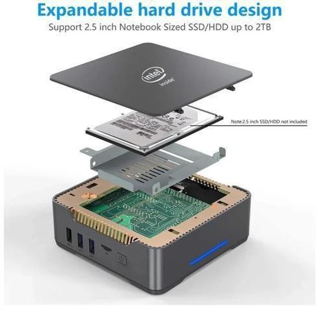 Alt view image 7 of 10 - GK3V Mini PC Intel Celeron J4125 Quad Core Windows 10 PRO LPDDR4 8GB RAM 128GB 256GB SSD 1000M LAN Desktop Computer VS GK MINI