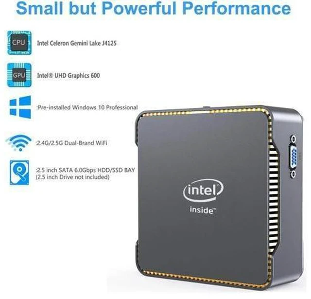 Alt view image 9 of 10 - GK3V Mini PC Intel Celeron J4125 Quad Core Windows 10 PRO LPDDR4 8GB RAM 128GB 256GB SSD 1000M LAN Desktop Computer VS GK MINI