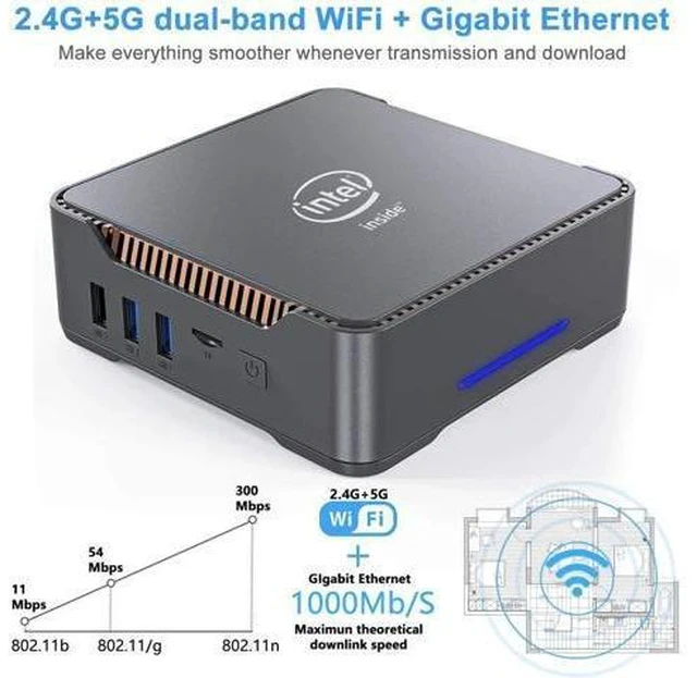 Alt view image 8 of 10 - GK3V Mini PC Intel Celeron J4125 Quad Core Windows 10 PRO LPDDR4 8GB RAM 128GB 256GB SSD 1000M LAN Desktop Computer VS GK MINI