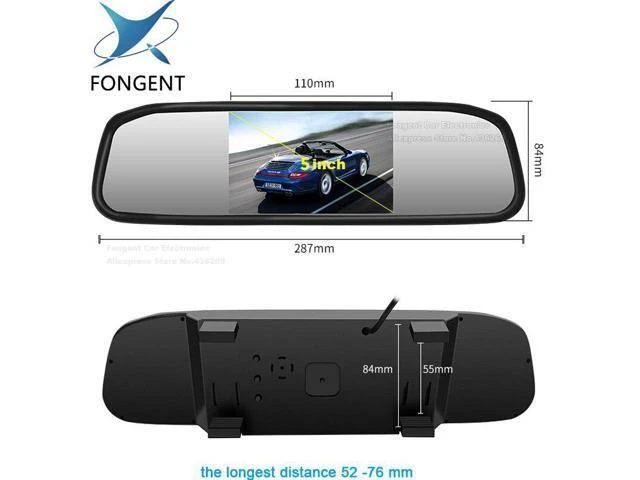 Alt view image 10 of 10 - 5 inch TFT LCD Color Screen Car monitor Rearview Reversing parking monitor Foldable design Back Up Off Mirror Monitor