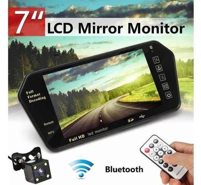 Alt view image 7 of 10 - 7 Inch bluetooth TFT LCD Color Mirror Monitor Viedo MP5 Player Remote Control Auto Car Rearview Backup Reversing Camera