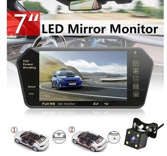 Alt view image 6 of 10 - 7 Inch bluetooth TFT LCD Color Mirror Monitor Viedo MP5 Player Remote Control Auto Car Rearview Backup Reversing Camera